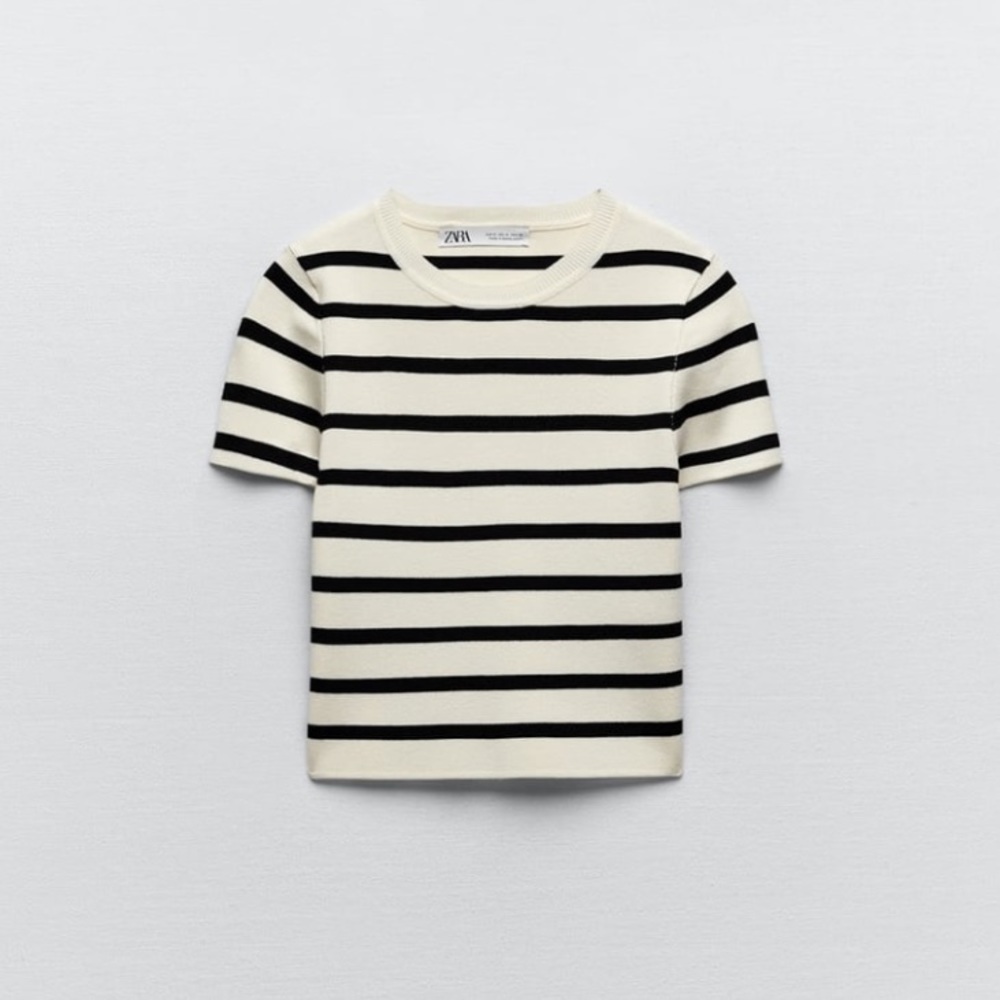 z a r a • stripe crop top